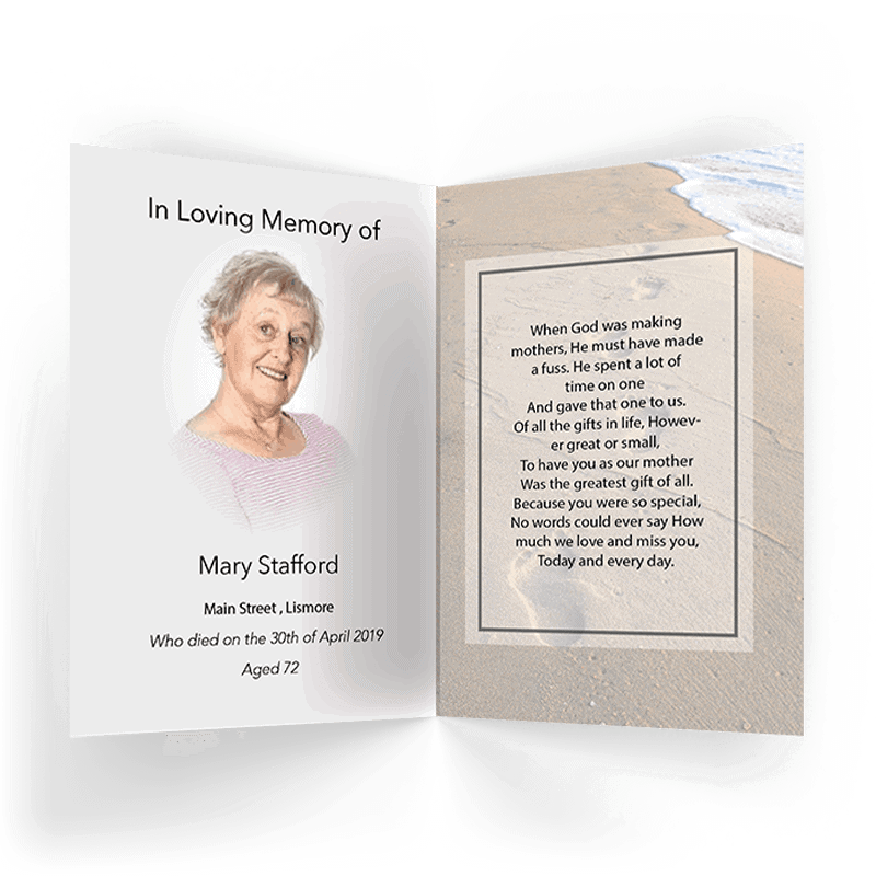 Footsteps on Beach Memorial Card (NMC-03) - Image 2