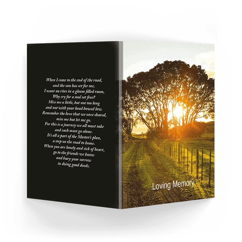 Countryside Sunset Memorial Card (NMC-01) - Image 3