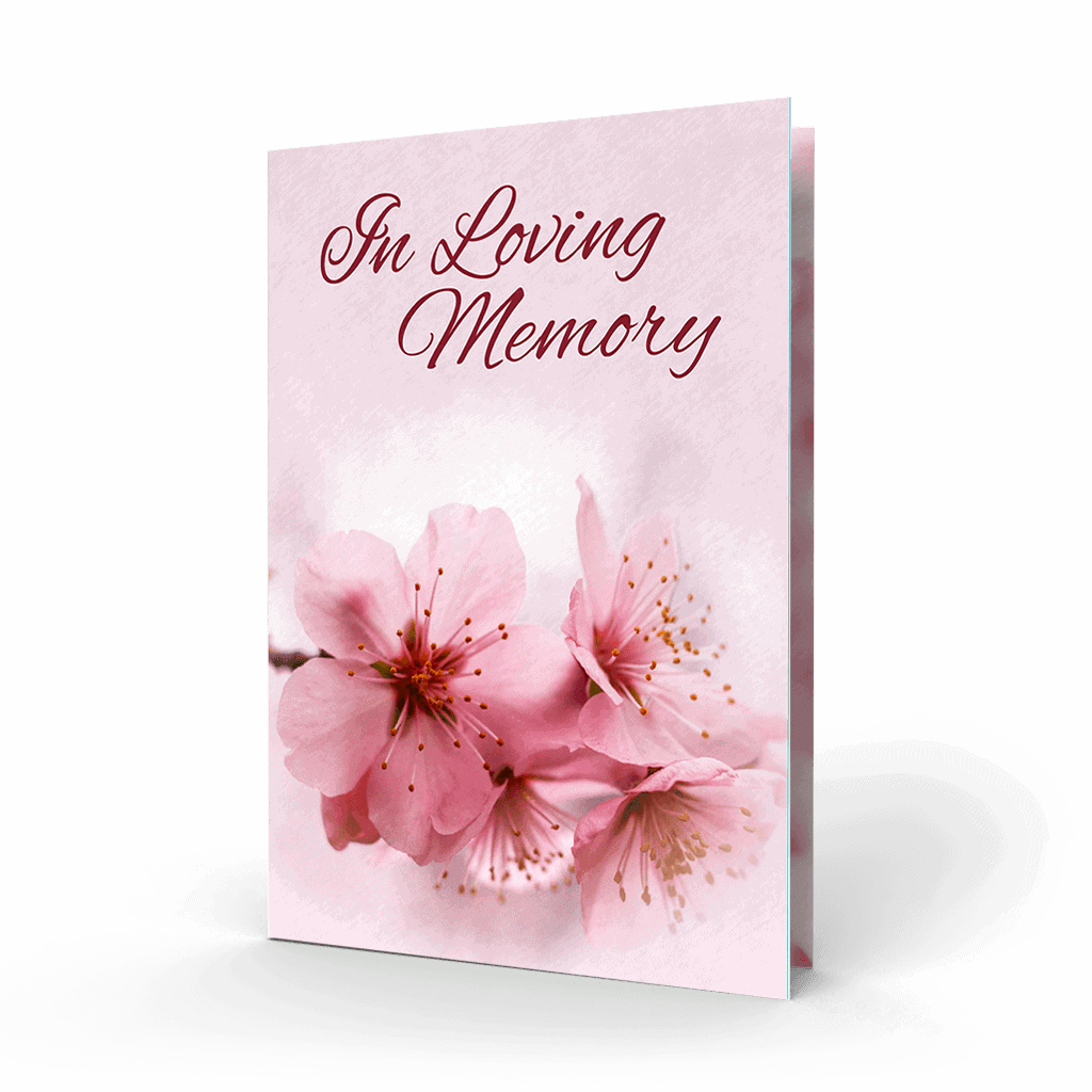 Pink Flowers Memorial Card FMC-14