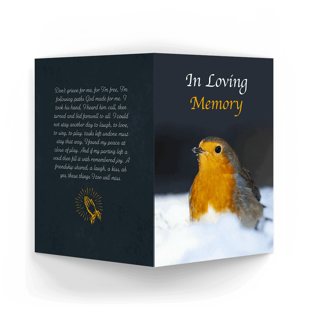 Robin in Snow Memorial Card (NMC-25) - Image 3