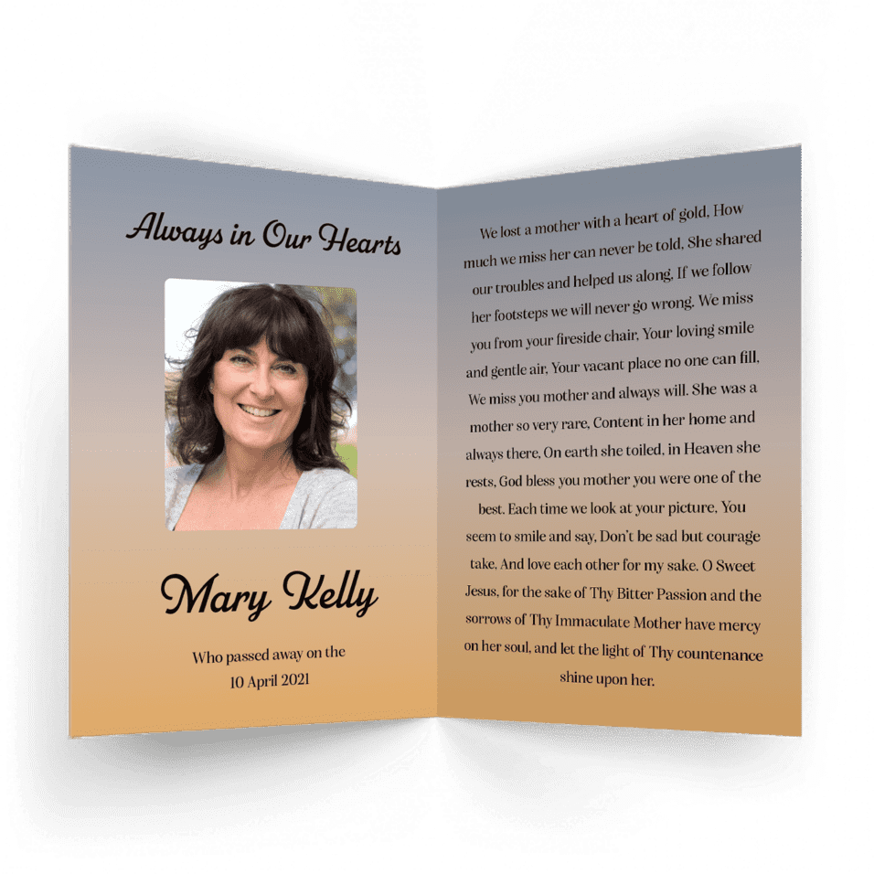 Evening sunset over the Ribble Valley near Preston UK Memorial Card Inside