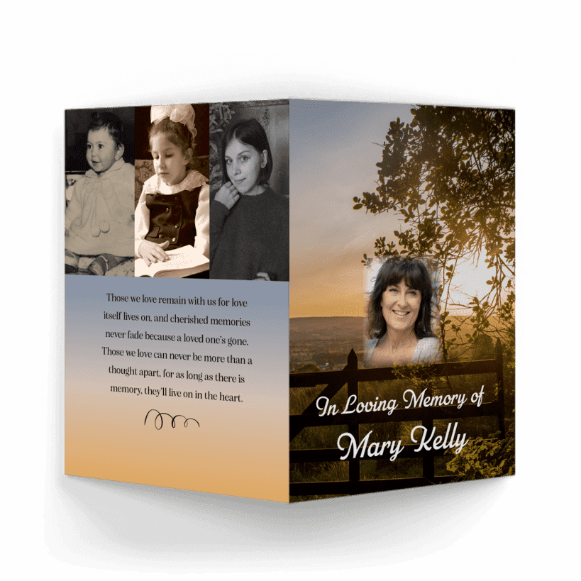 Evening sunset over the Ribble Valley near Preston UK Memorial Card outside