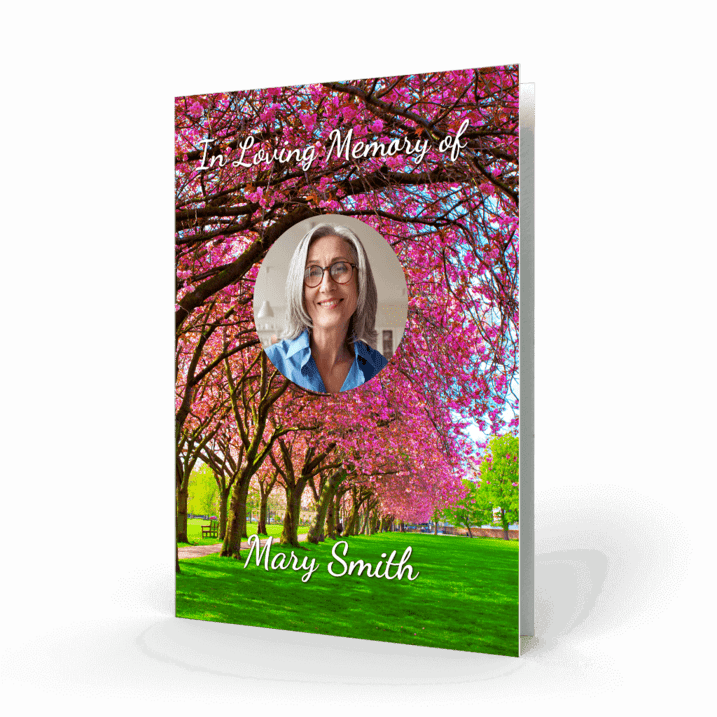 Pink plum trees Memorial Card cover