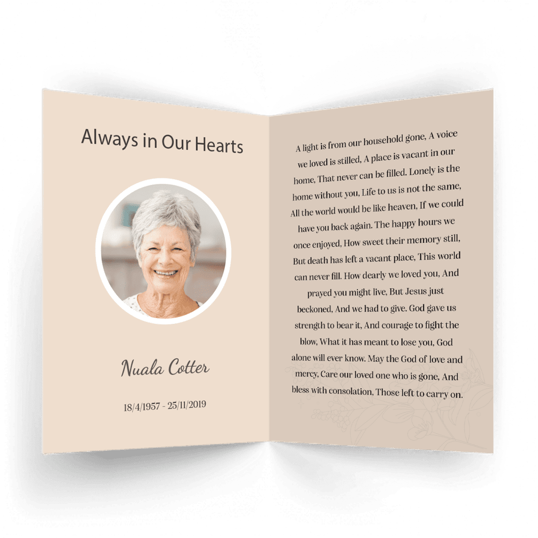 Modern Memorial Card Inside MMC 19