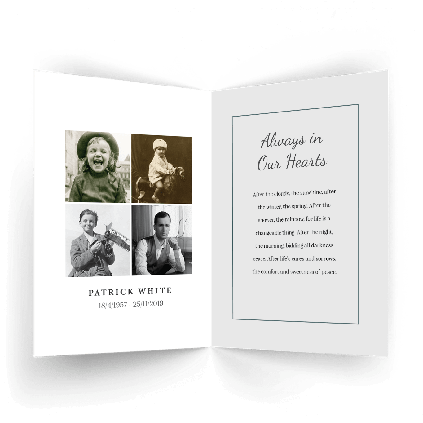 Modern Memorial Card Inside MMC 23