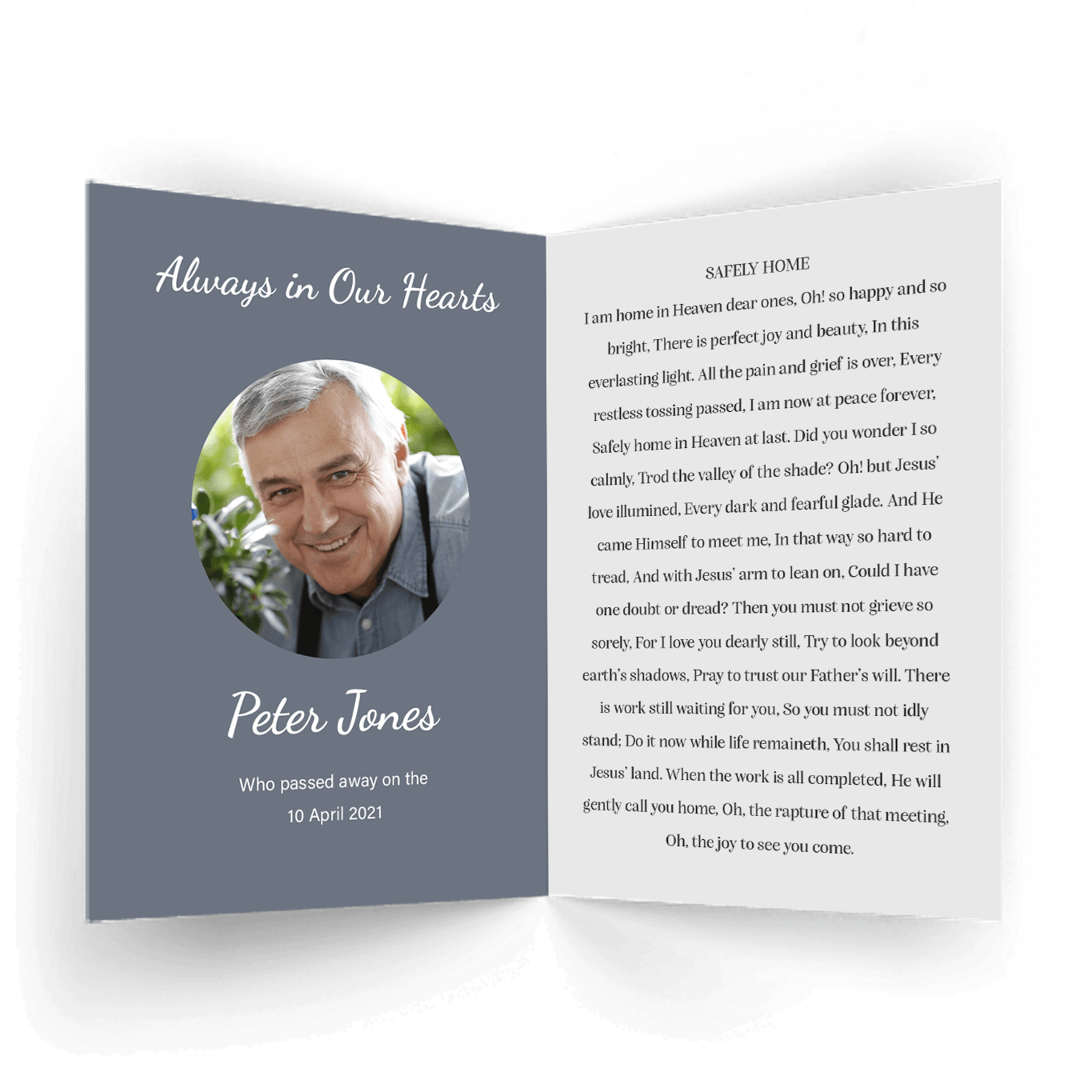 Modern Contemporary 2 Memorial Card-inside