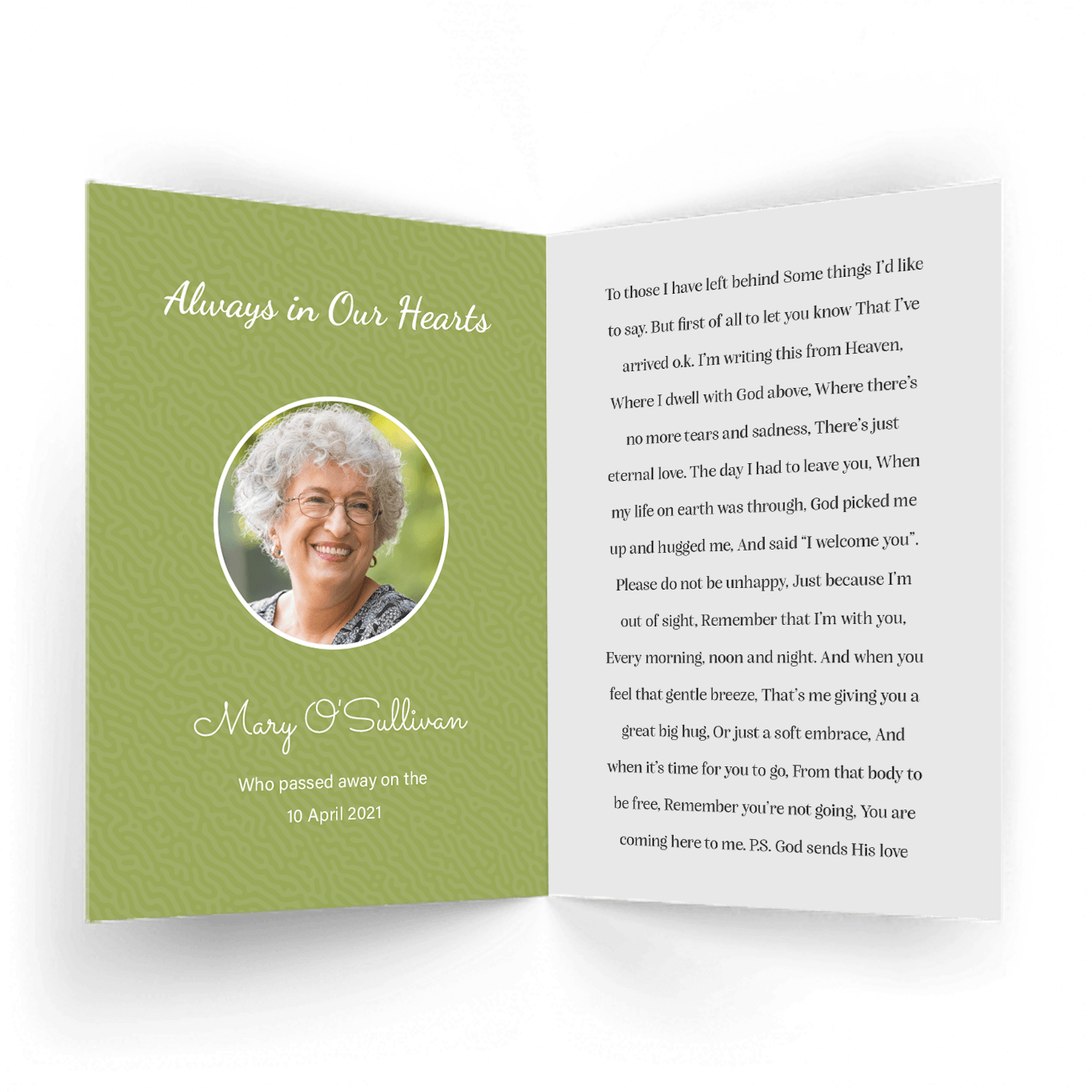 Modern Contemporary 5 memorial Card Inside