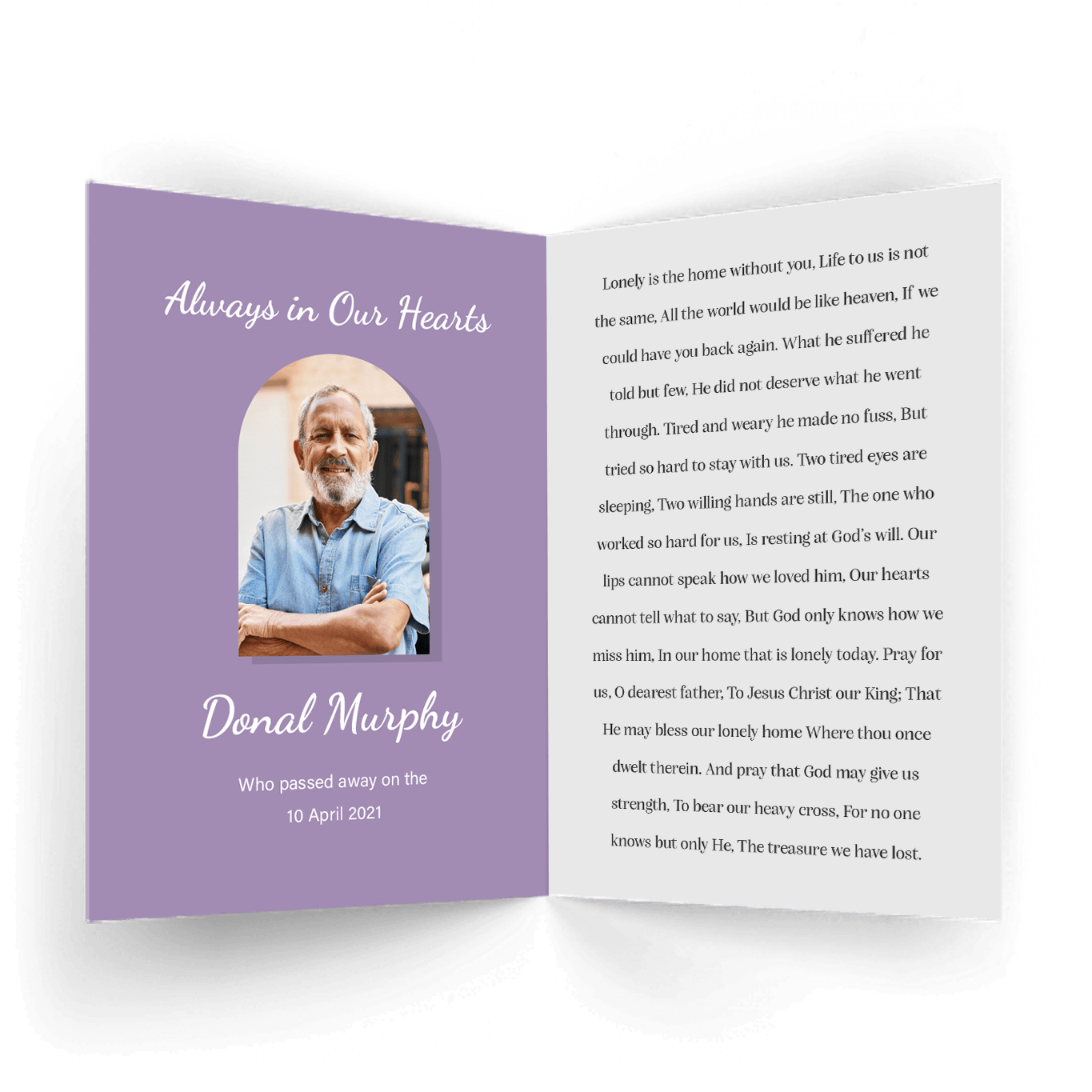 Modern Contemporary 7 Memorial Card Inside