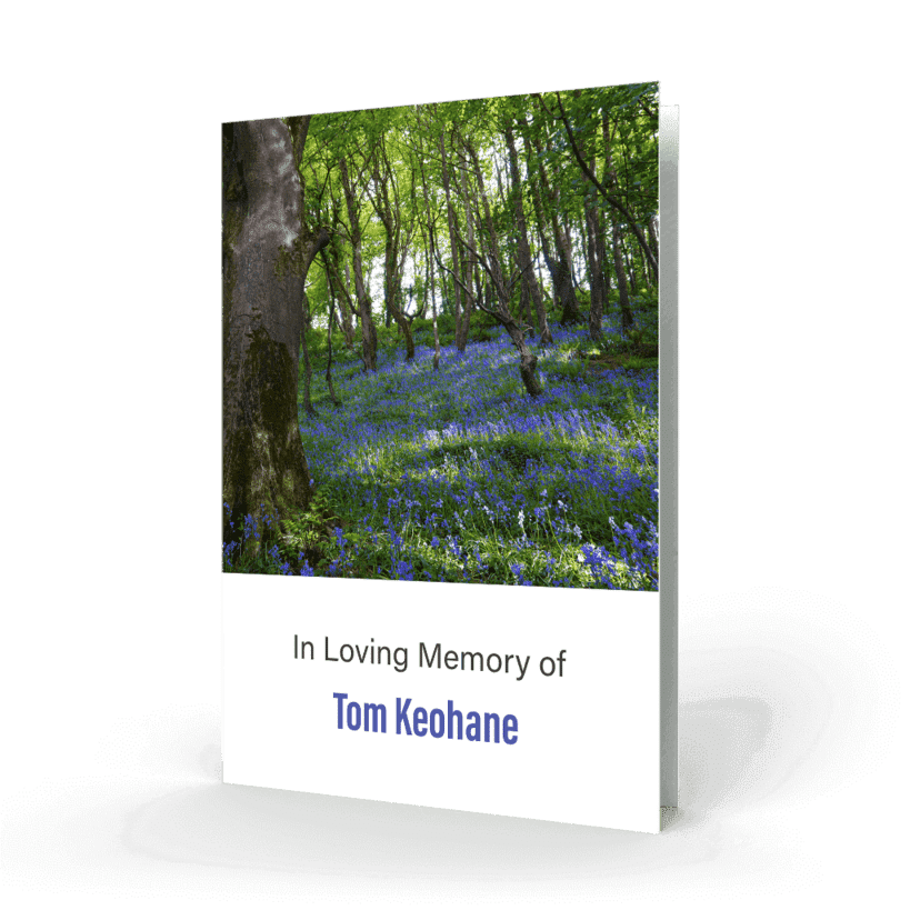 Bluebells in woods Memorial Card cover