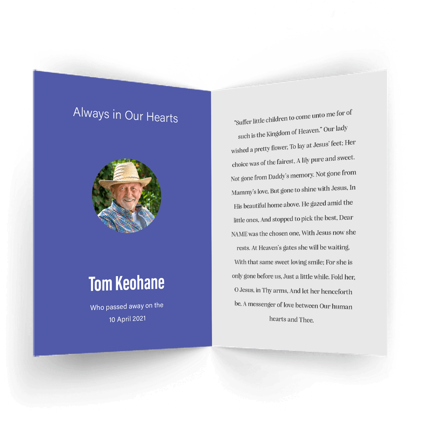 Bluebells in woods Memorial Card inside