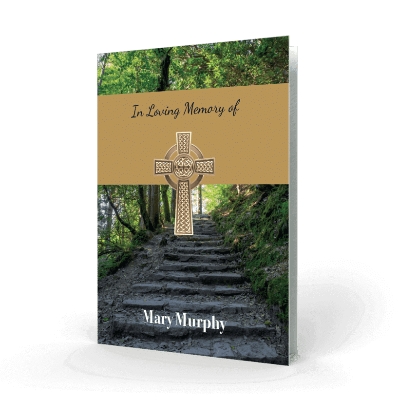 Celtic Cross with Steps in Nature Memorial Card Cover