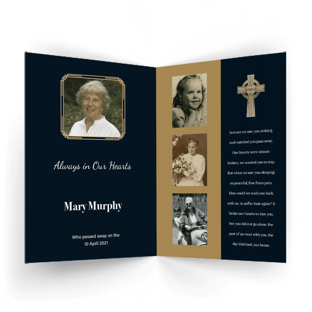 Celtic Cross with Steps in Nature Memorial Card inside