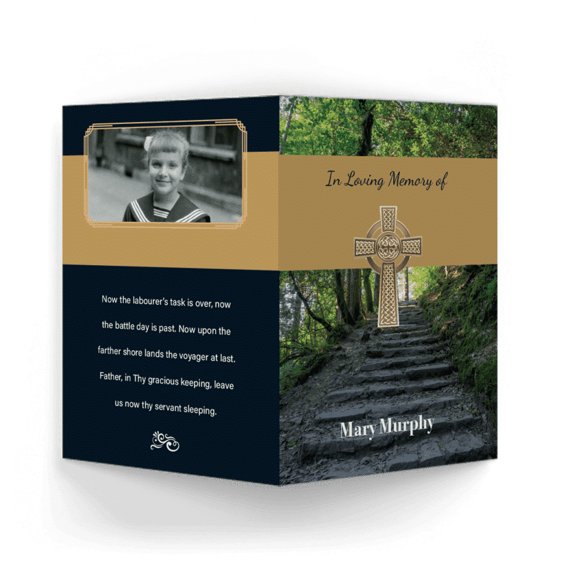 Celtic Cross with Steps in Nature Memorial Card outside