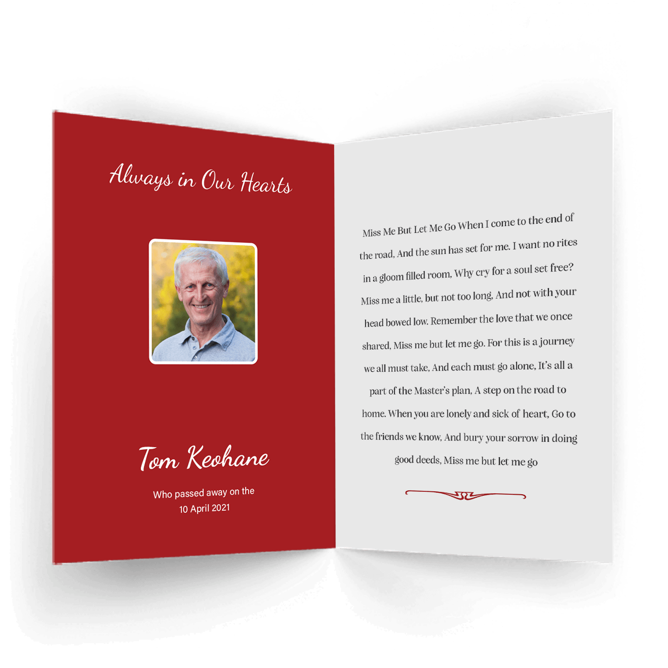 Fisherman Boat Memorial Card inside