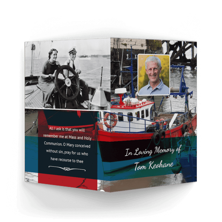 Fisherman Boat Memorial Card outside