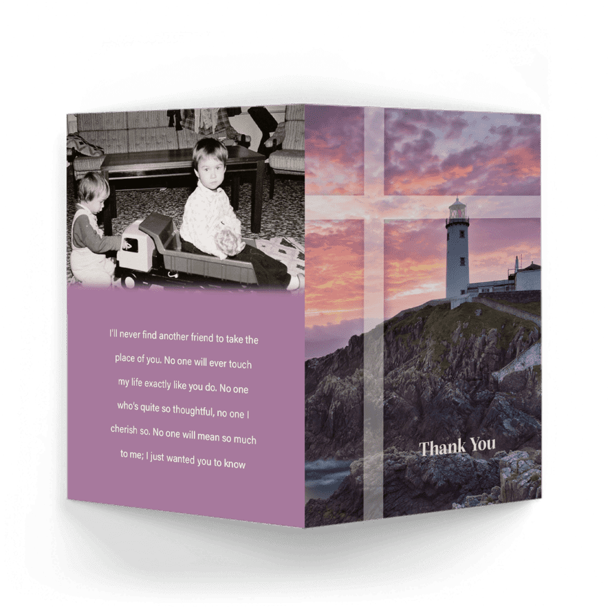Light House at dusk Acknowledgment Card outside