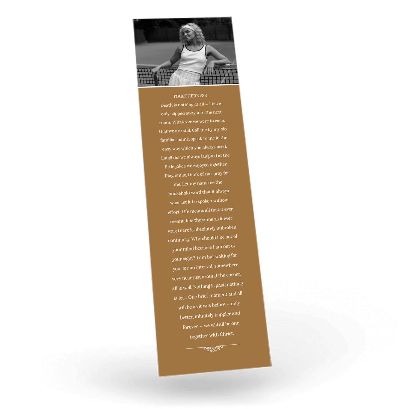 Tennis Memorial Bookmark Card