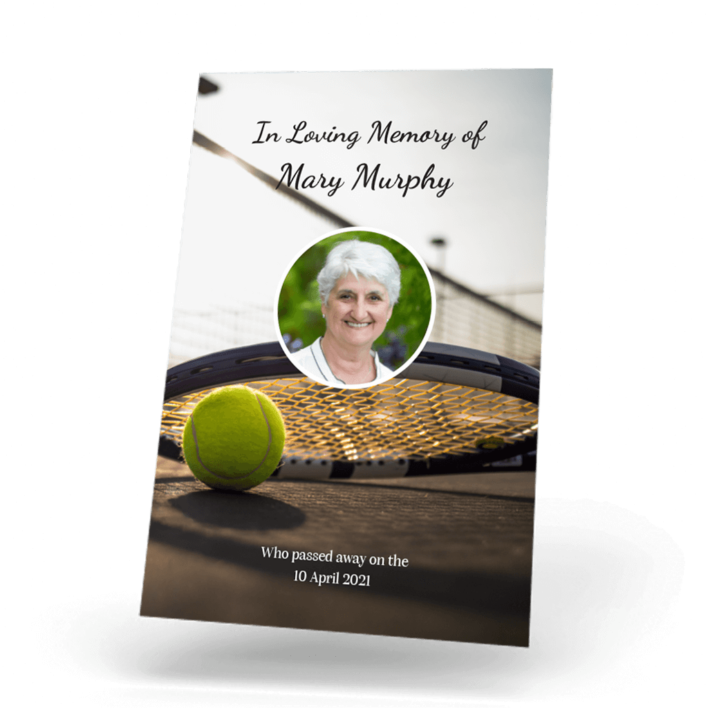 Tennis Memorial Wallet Card front